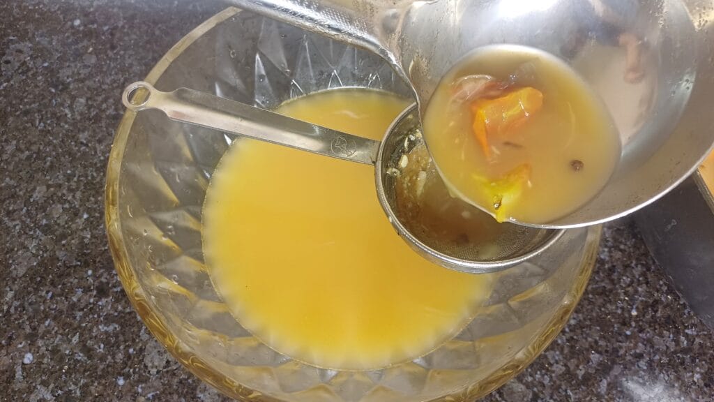 Straining the stock